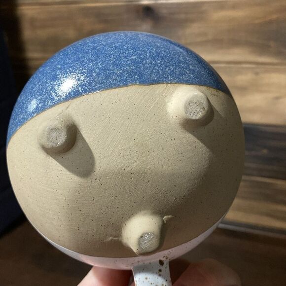 Blueprint Navy Blue Tan and White Speckled Perky Ceramic Mug with Feet - Picture 3 of 7